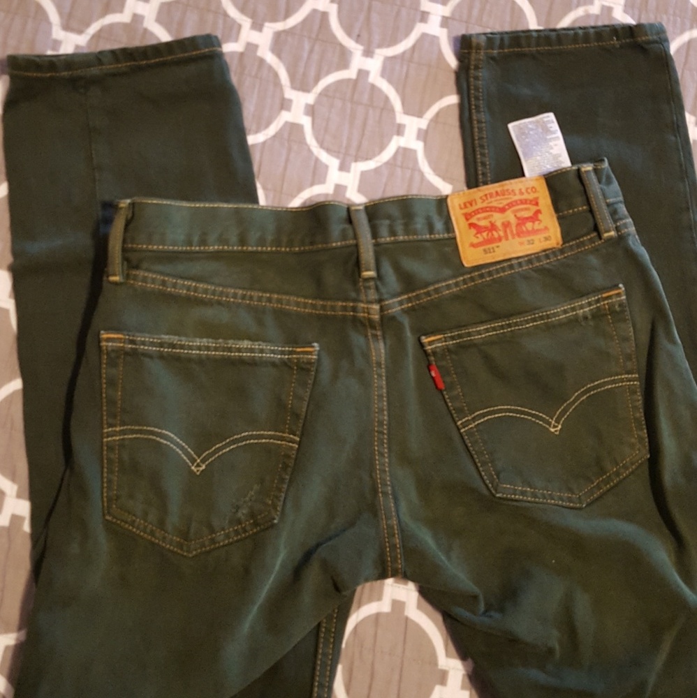 Green distressed 511 jeans
